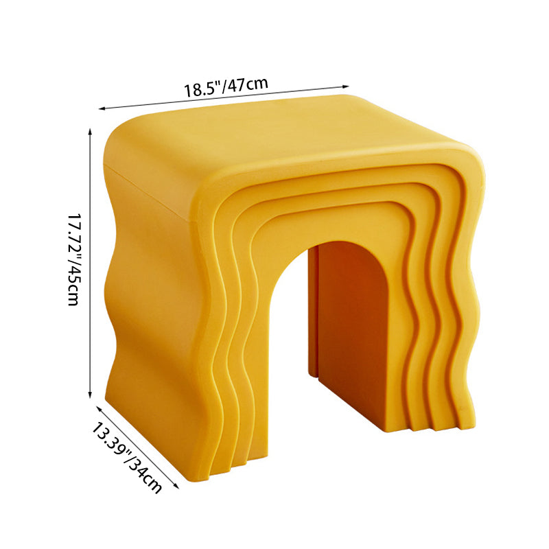 Contemporary Creative Wavy-Line Arch-Shaped PE Stool Backless For Bedroom &amp; Living Room