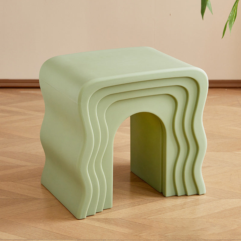 Contemporary Creative Wavy-Line Arch-Shaped PE Stool Backless For Bedroom & Living Room