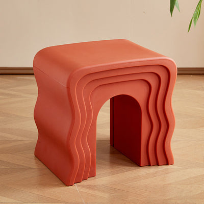 Contemporary Creative Wavy-Line Arch-Shaped PE Stool Backless For Bedroom & Living Room