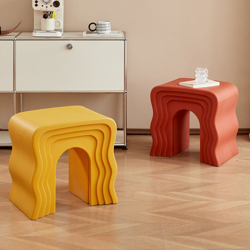 Contemporary Creative Wavy-Line Arch-Shaped PE Stool Backless For Bedroom & Living Room