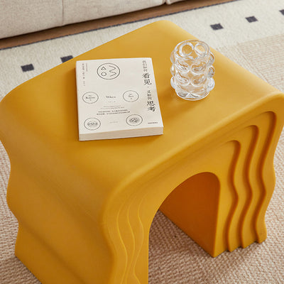 Contemporary Creative Wavy-Line Arch-Shaped PE Stool Backless For Bedroom & Living Room