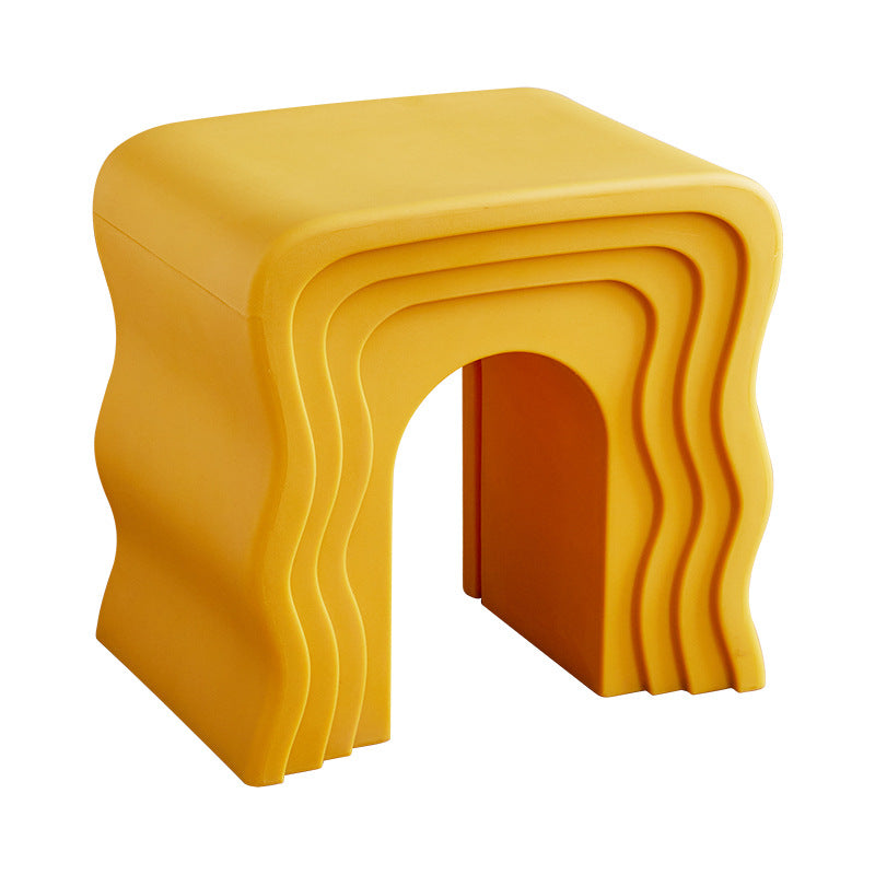 Contemporary Creative Wavy-Line Arch-Shaped PE Stool Backless For Bedroom & Living Room