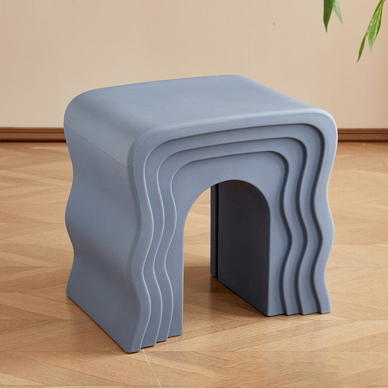 Contemporary Creative Wavy-Line Arch-Shaped PE Stool Backless For Bedroom & Living Room
