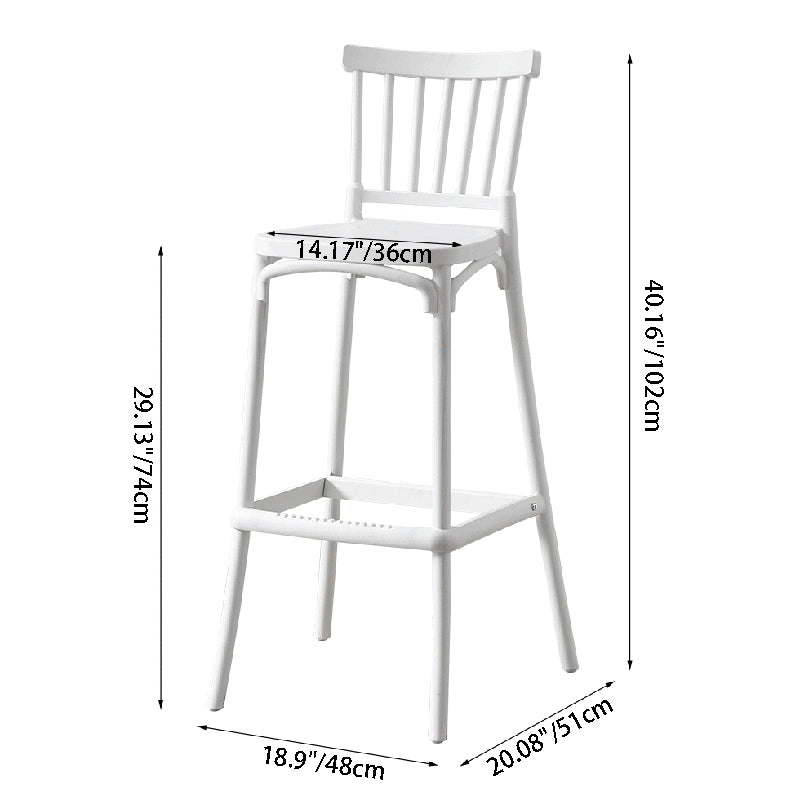 Tabouret de bar carré minimaliste moderne en PP avec dossier pour salle à manger et cuisine 