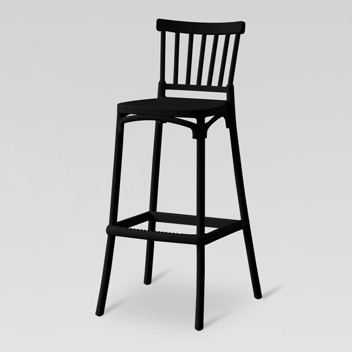 Tabouret de bar carré minimaliste moderne en PP avec dossier pour salle à manger et cuisine 