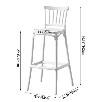 Modern Minimalist Square Line PP Bar Stool Backrest For Dining Room & Kitchen