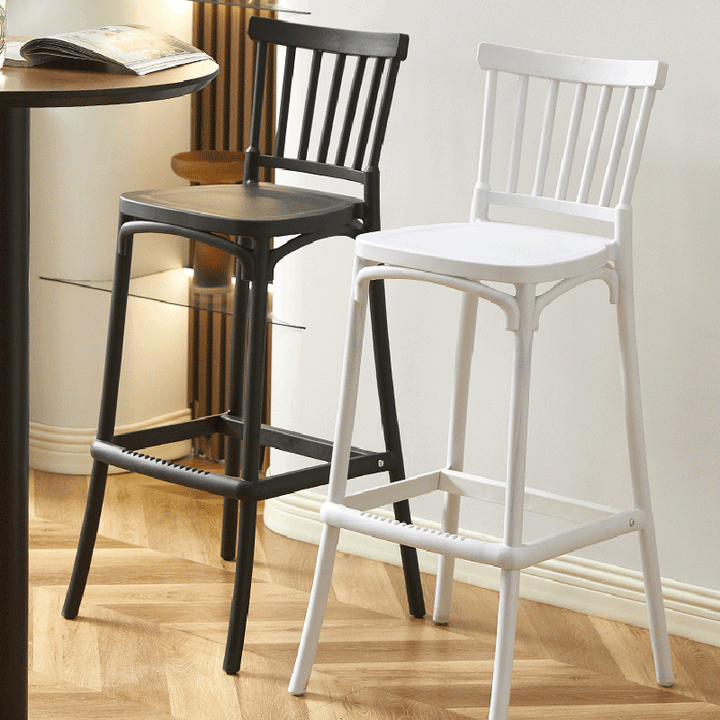 Tabouret de bar carré minimaliste moderne en PP avec dossier pour salle à manger et cuisine 