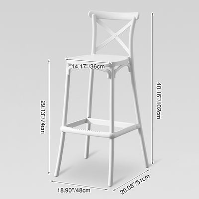 Modern Minimalist Square X Design PP Bar Stool Backrest For Dining Room & Kitchen