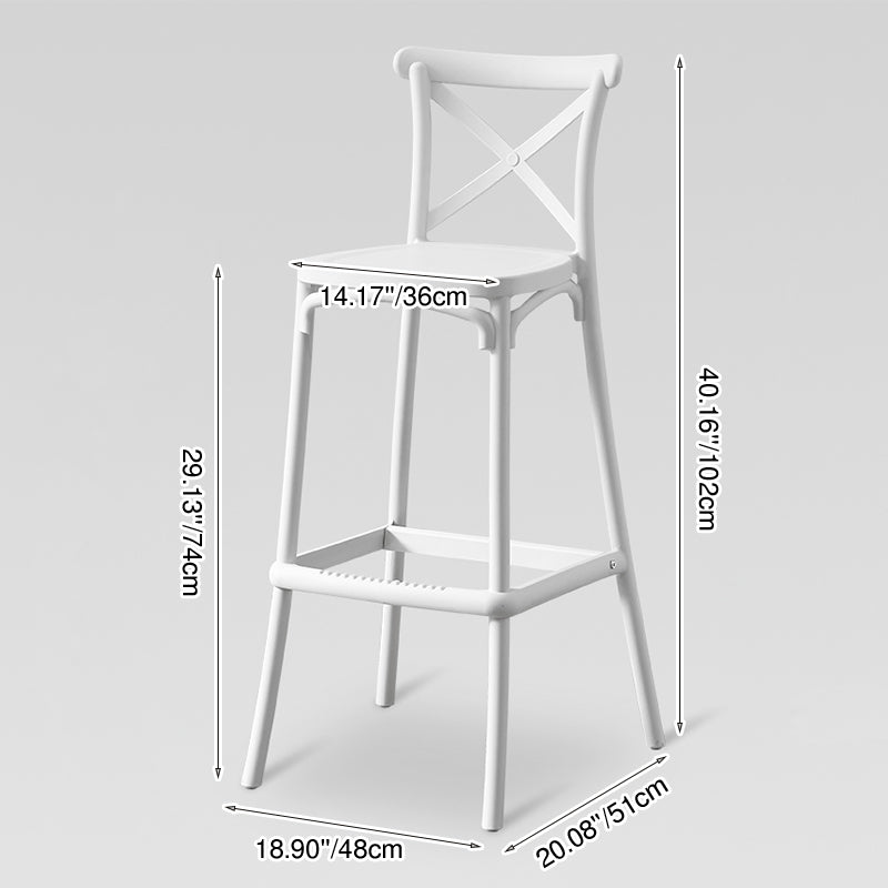Modern Minimalist Square X Design PP Bar Stool Backrest For Dining Room & Kitchen