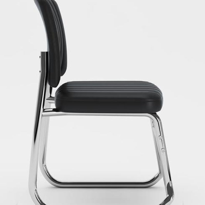 Chaise de bureau carrée minimaliste moderne en fer et cuir PU avec dossier rembourré en mousse pour la maison et le bureau 
