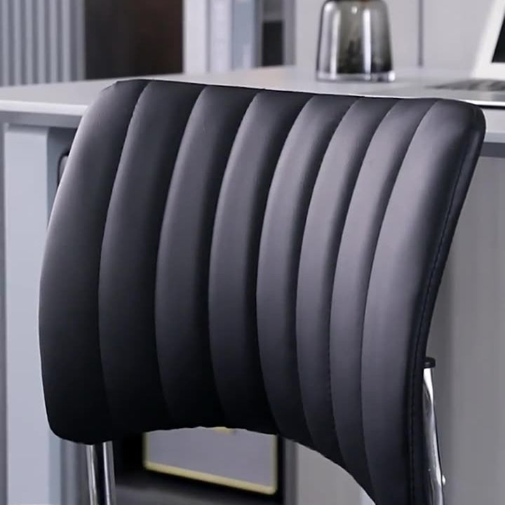 Chaise de bureau carrée minimaliste moderne en fer et cuir PU avec dossier rembourré en mousse pour la maison et le bureau 