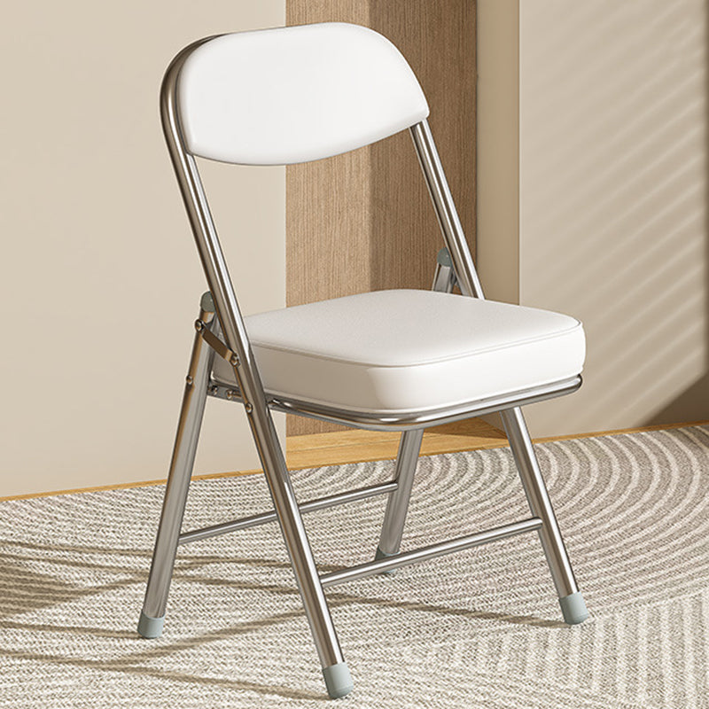 Moderna Silla Plegable de Escritorio de Cuero PU Cuadrado Minimalista con Respaldo de Acero al Carbono para Oficina en Casa 