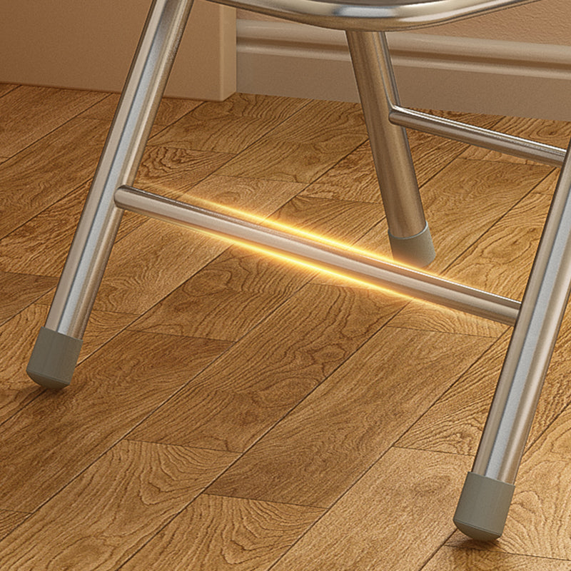 Moderna Silla Plegable de Escritorio de Cuero PU Cuadrado Minimalista con Respaldo de Acero al Carbono para Oficina en Casa 