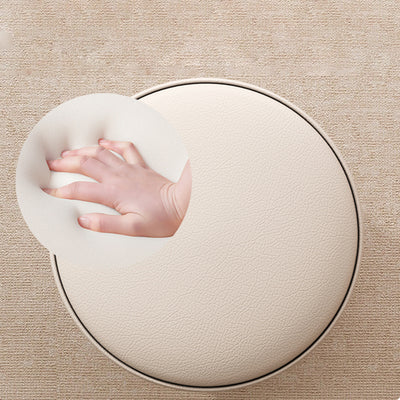 Modern Minimalist Cylinder Solid Wood Sponge Faux Leather Finish Vanity Stool Backless For Bedroom