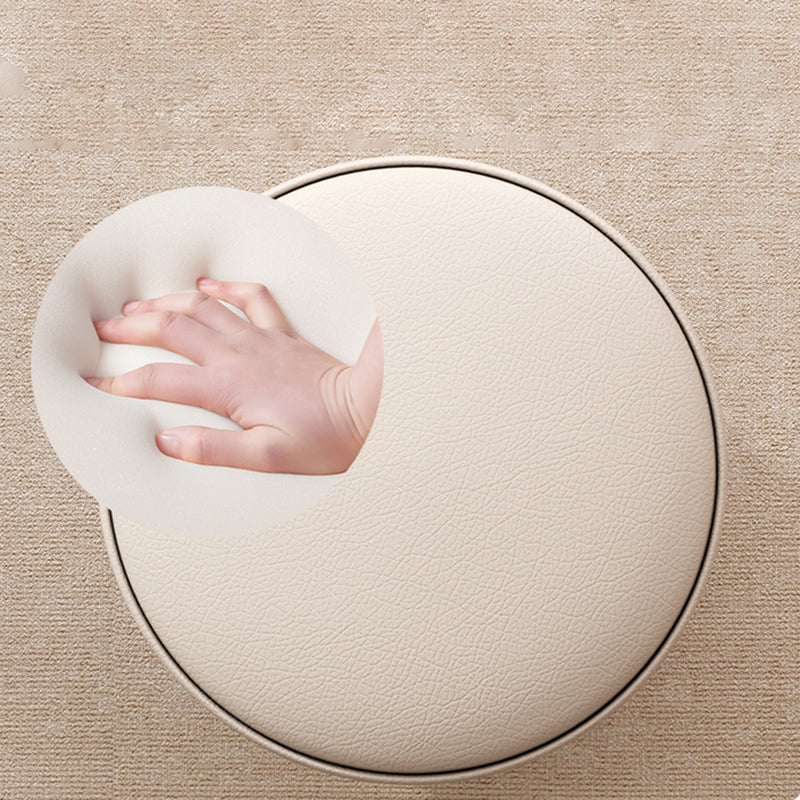 Modern Minimalist Cylinder Solid Wood Sponge Faux Leather Finish Vanity Stool Backless For Bedroom