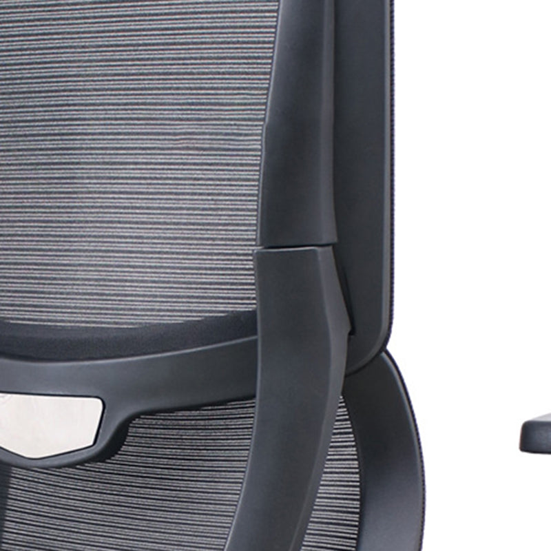 Chaise de bureau roulante ergonomique minimaliste moderne en nylon et PP avec maille en tissu, hauteur réglable, design pivotant, accoudoir et appui-tête pour la maison et le bureau 