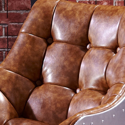 Contemporary Industrial Rivet Design Aluminum Alloy Faux Leather Accent Chair Backrest For Living Room