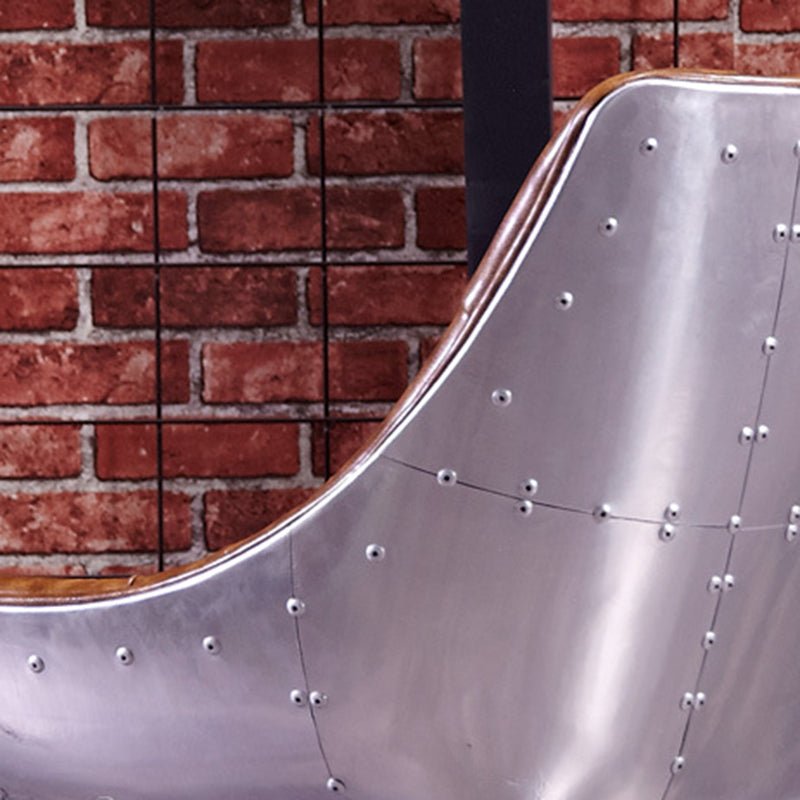 Zeitgenössisches Industrielles Nieten-Design Aluminiumlegierung Kunstleder Akzentstuhl Rückenlehne Für Wohnzimmer 