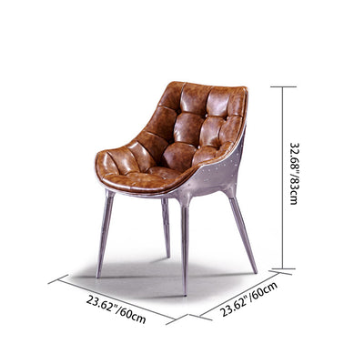 Contemporary Industrial Rivet Design Aluminum Alloy Faux Leather Accent Chair Backrest For Living Room