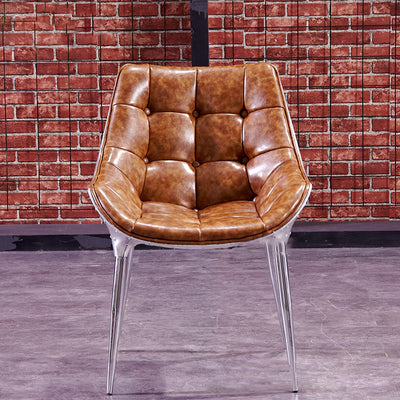 Contemporary Industrial Rivet Design Aluminum Alloy Faux Leather Accent Chair Backrest For Living Room