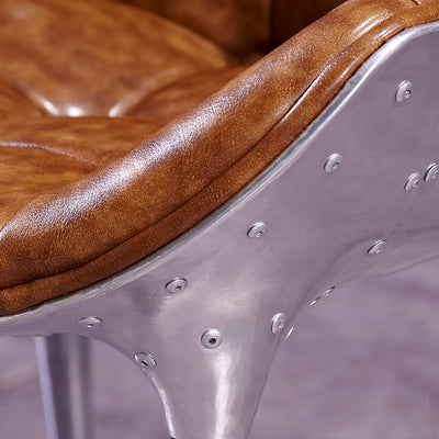 Contemporary Industrial Rivet Design Aluminum Alloy Faux Leather Accent Chair Backrest For Living Room