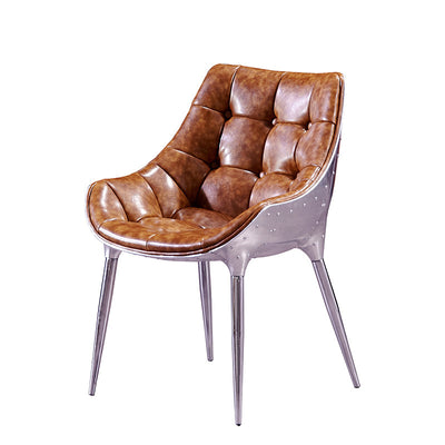 Contemporary Industrial Rivet Design Aluminum Alloy Faux Leather Accent Chair Backrest For Living Room