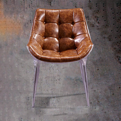 Contemporary Industrial Rivet Design Aluminum Alloy Faux Leather Accent Chair Backrest For Living Room