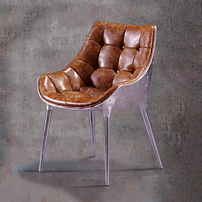 Contemporary Industrial Rivet Design Aluminum Alloy Faux Leather Accent Chair Backrest For Living Room