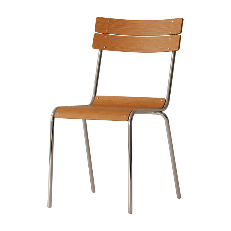 Modern Minimalist Square Solid Wood Plywood Electroplated Iron Dining Chair Backrest For Dining Room