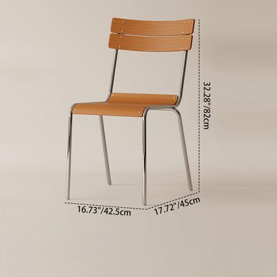 Modern Minimalist Square Solid Wood Plywood Electroplated Iron Dining Chair Backrest For Dining Room