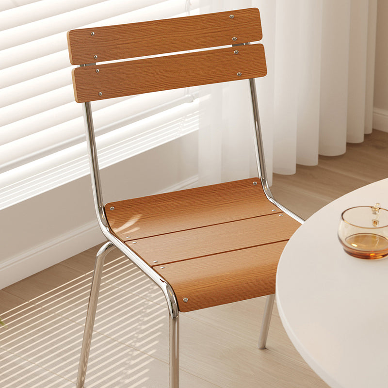 Modern Minimalist Square Solid Wood Plywood Electroplated Iron Dining Chair Backrest For Dining Room