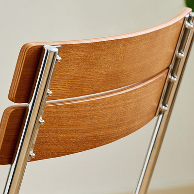 Modern Minimalist Square Solid Wood Plywood Electroplated Iron Dining Chair Backrest For Dining Room