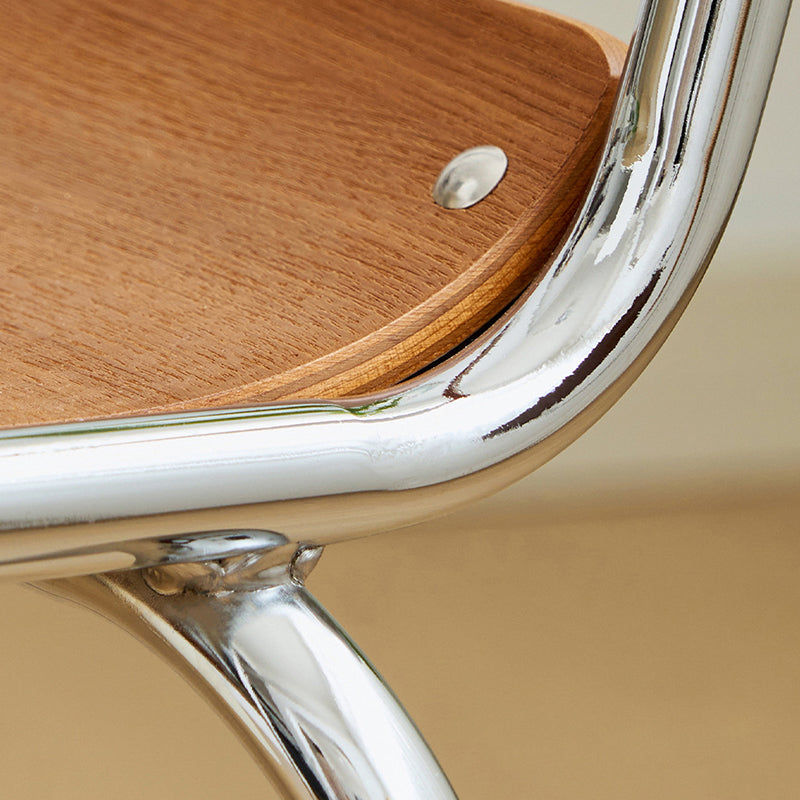 Modern Minimalist Square Solid Wood Plywood Electroplated Iron Dining Chair Backrest For Dining Room