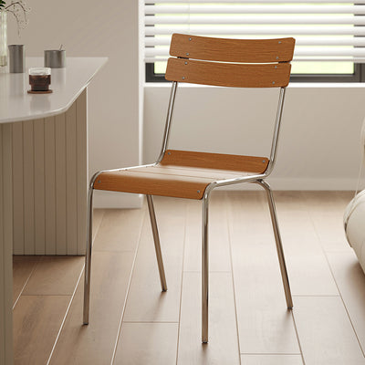Modern Minimalist Square Solid Wood Plywood Electroplated Iron Dining Chair Backrest For Dining Room
