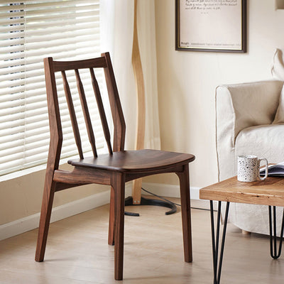 Contemporary Nordic Square-Cornered Walnut Dining Chair Backrest For Dining Room