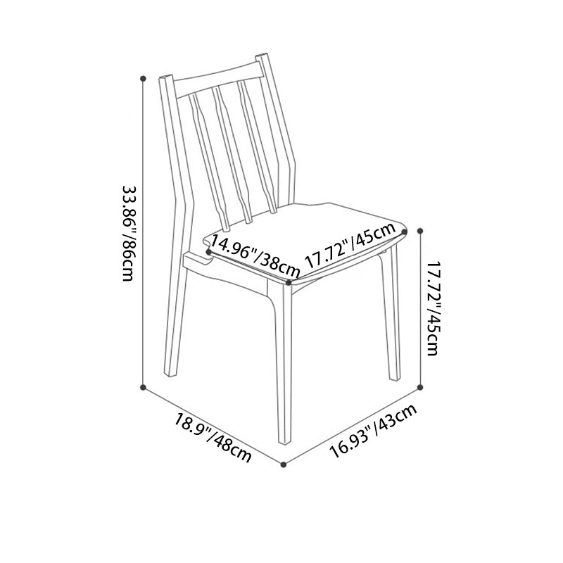Contemporary Nordic Square-Cornered Walnut Dining Chair Backrest For Dining Room