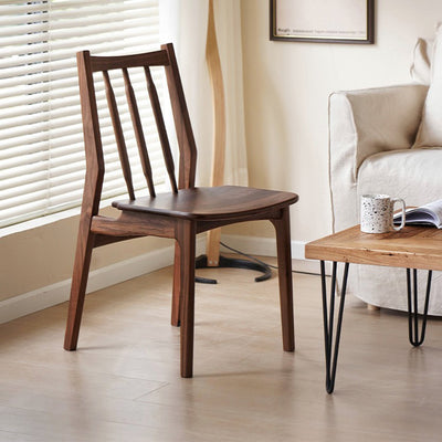 Contemporary Nordic Square-Cornered Walnut Dining Chair Backrest For Dining Room