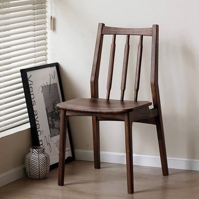 Contemporary Nordic Square-Cornered Walnut Dining Chair Backrest For Dining Room