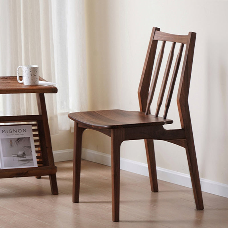 Contemporary Nordic Square-Cornered Walnut Dining Chair Backrest For Dining Room