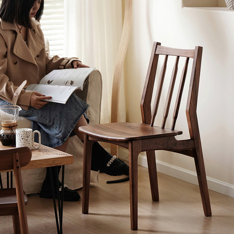 Contemporary Nordic Square-Cornered Walnut Dining Chair Backrest For Dining Room