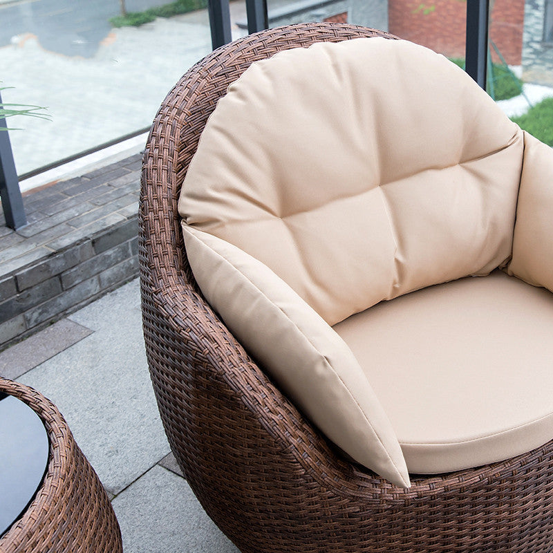 Dossier et accoudoir de canapé en rotin PE tressé rond, minimaliste moderne, en éponge, pour patios extérieurs 
