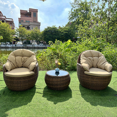 Modern Minimalist Round Sponge PE Rattan Weaving Sofa Backrest Armrest For Outdoor Patios