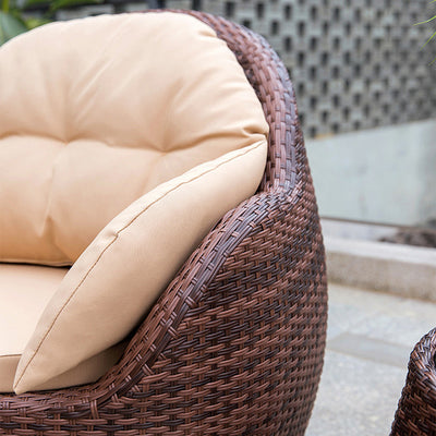 Modern Minimalist Round Sponge PE Rattan Weaving Sofa Backrest Armrest For Outdoor Patios