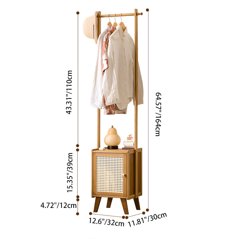 Contemporary Scandinavian Rectangular MDF Bamboo Hall Tree 1-Cabinet For Bedroom