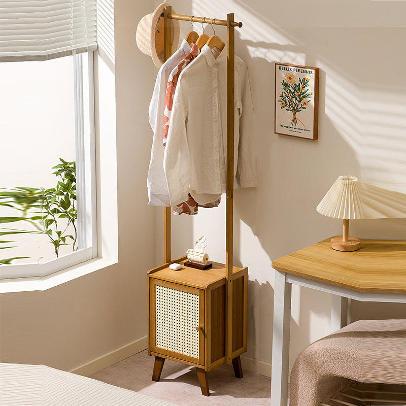 Contemporary Scandinavian Rectangular MDF Bamboo Hall Tree 1-Cabinet For Bedroom