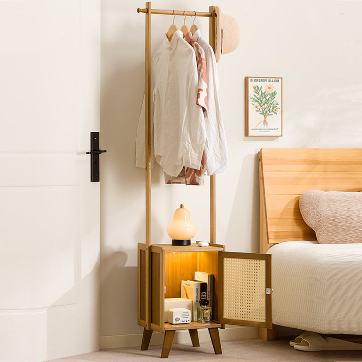 Contemporary Scandinavian Rectangular MDF Bamboo Hall Tree 1-Cabinet For Bedroom
