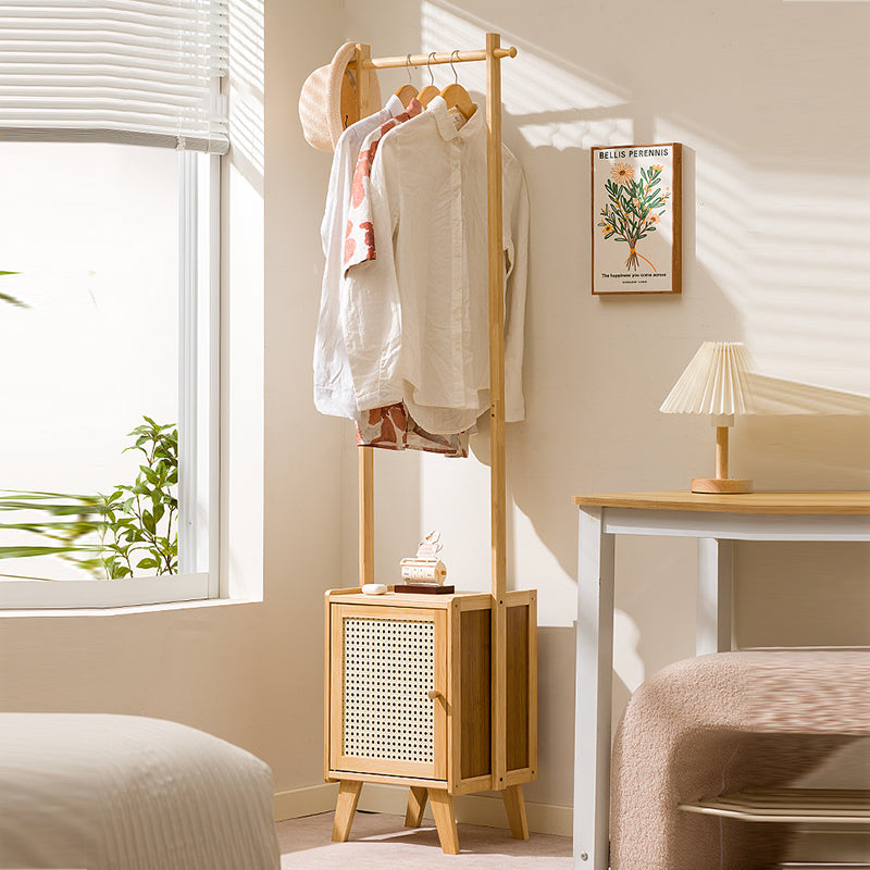 Contemporary Scandinavian Rectangular MDF Bamboo Hall Tree 1-Cabinet For Bedroom