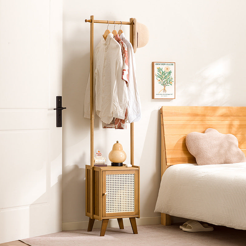 Contemporary Scandinavian Rectangular MDF Bamboo Hall Tree 1-Cabinet For Bedroom