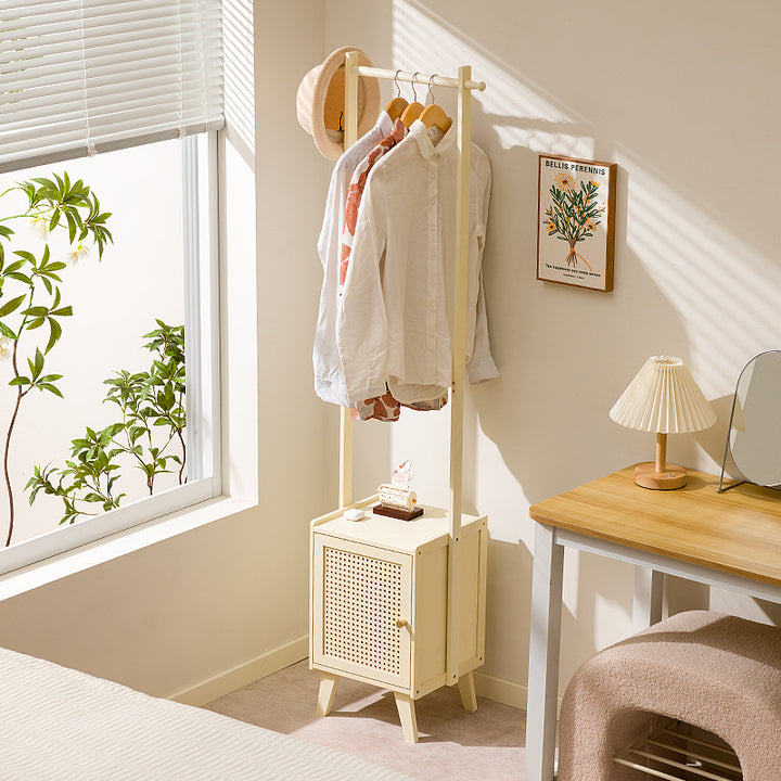 Contemporary Scandinavian Rectangular MDF Bamboo Hall Tree 1-Cabinet For Bedroom