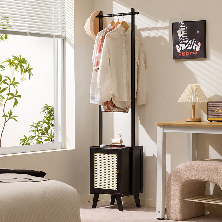 Contemporary Scandinavian Rectangular MDF Bamboo Hall Tree 1-Cabinet For Bedroom